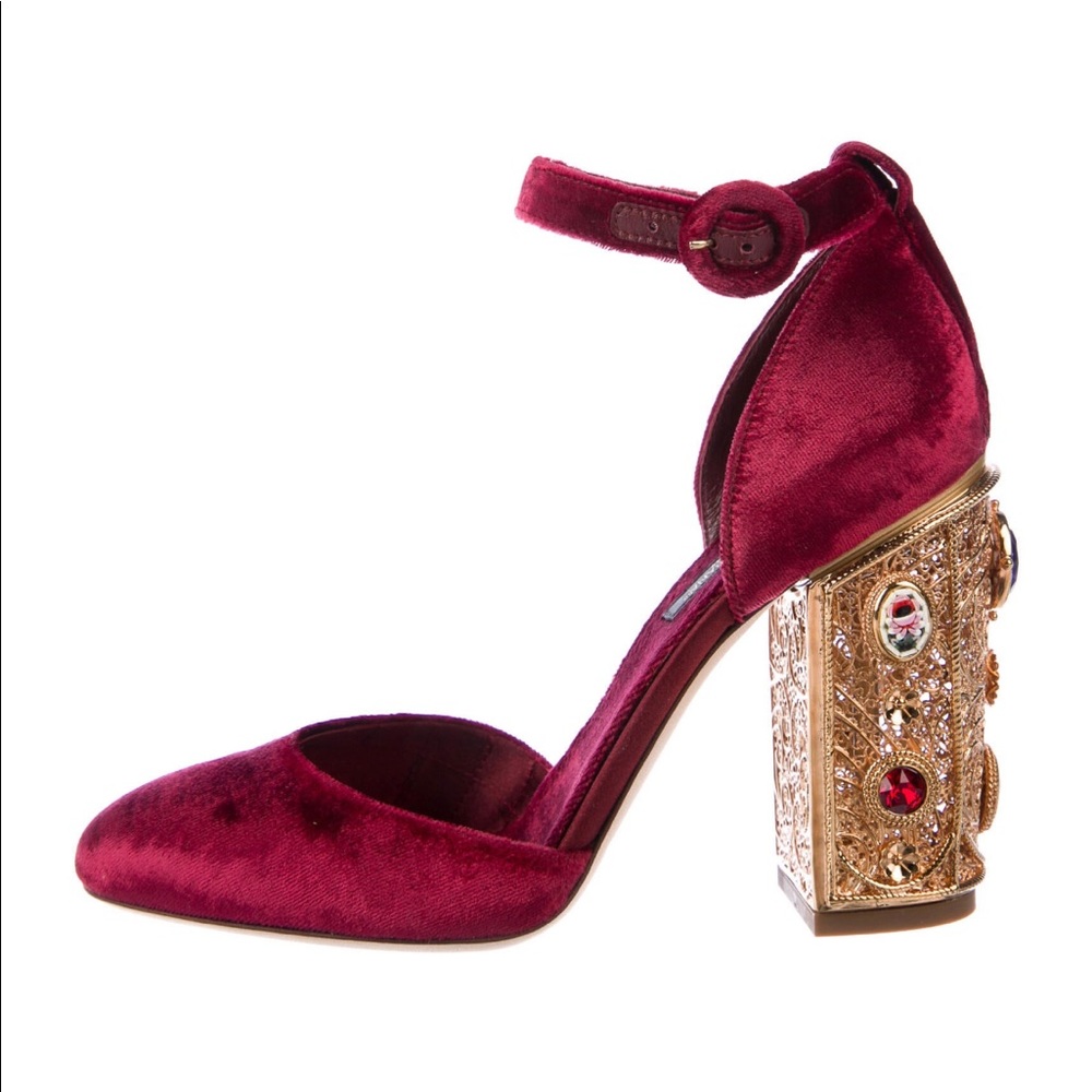 Dolce & Gabbana velvet Mary Jane pumps